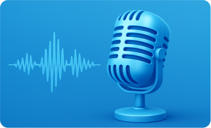 Microphone with waveform symbolizing voice isolation